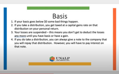Tips on S Corp Basis, Distributions and Shareholder Loans